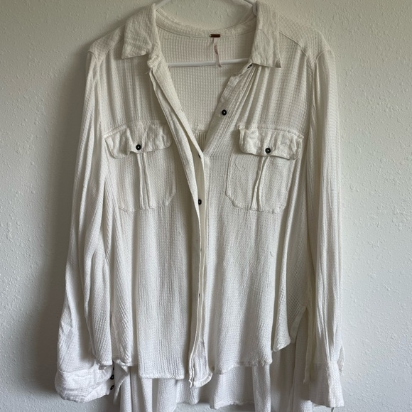 Free People Waffle Knit Button up - Picture 1 of 4